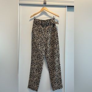 Zara High Waisted Trousers Pants Leopard Animal Print
